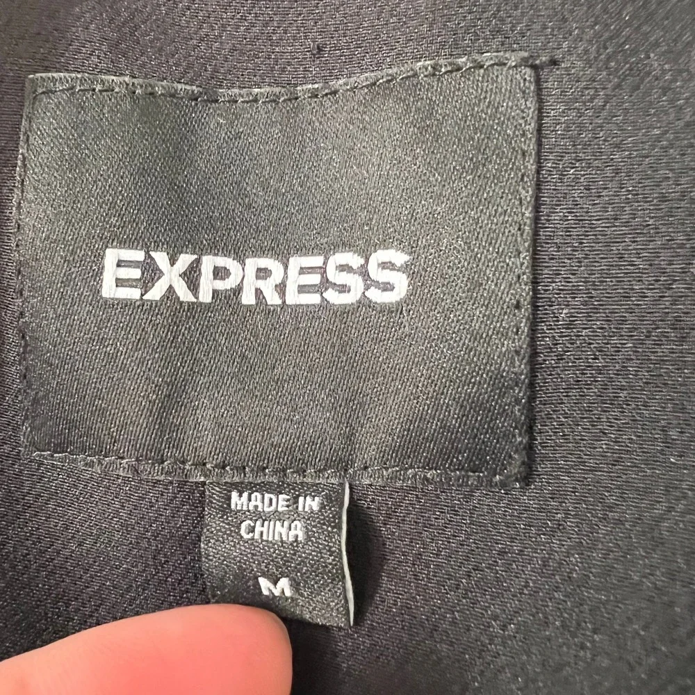 Express Womens Dark Navy Belted Blazer Vest Medium Professional Chic Business